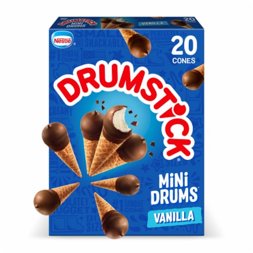 Drumstick® Mini Drums Vanilla Frozen Dairy Dessert Cones Perspective: front