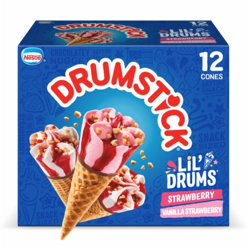 Drumstick Lil’ Drums Strawberry/Vanilla Strawberry Frozen Dairy Dessert Cones