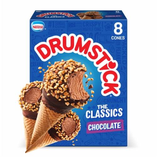 Nestle Drumstick Chocolate Frozen Dairy Dessert Cones Perspective: front