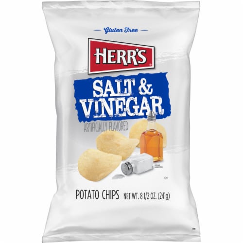 Herr's Salt & Vinegar Potato Chips Perspective: front