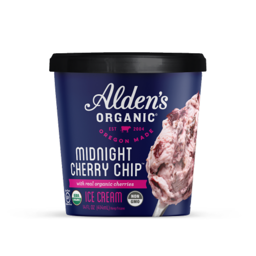 Alden's Organic Midnight Cherry Chip Ice Cream Perspective: front