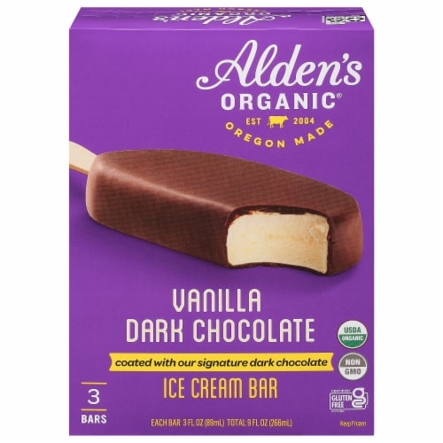 Alden's Organic Vanilla Dark Chocolate Ice Cream Bars Perspective: front