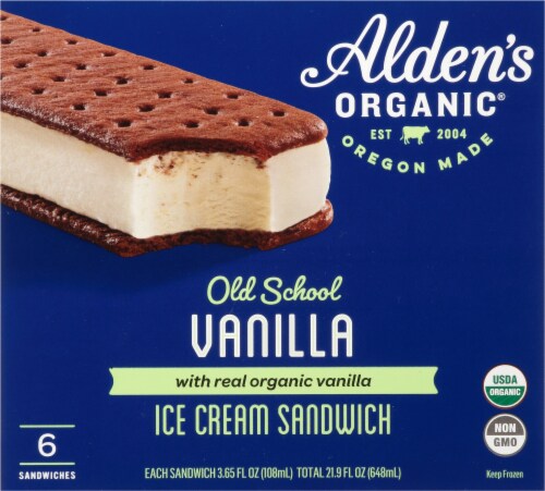 Alden's Organic® Old School Vanilla Ice Cream Sandwiches Perspective: front