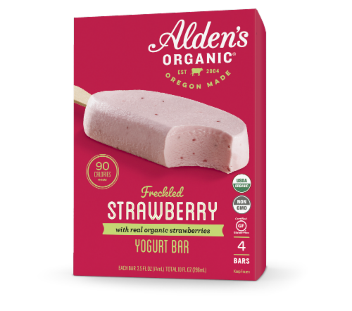 Alden's Organic Strawberry Frozen Yogurt Bars Perspective: front