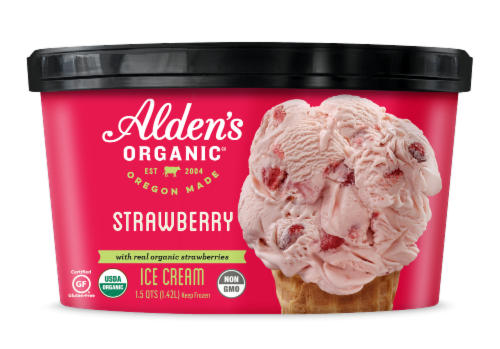 Alden's Organic® Strawberry Ice Cream Perspective: front