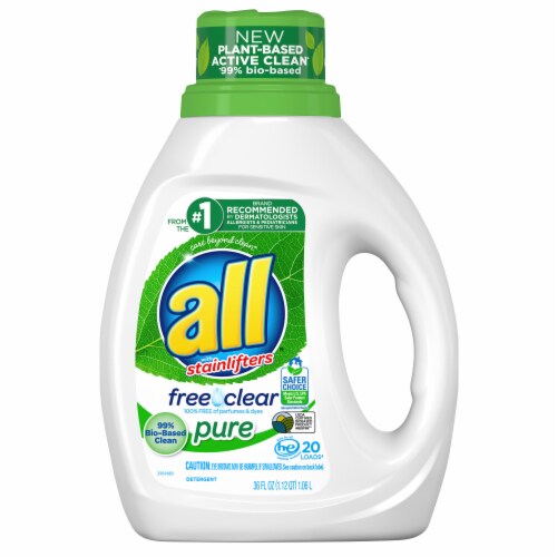 All With Stainlifters Free & Clear Liquid Laundry Detergent Perspective: front