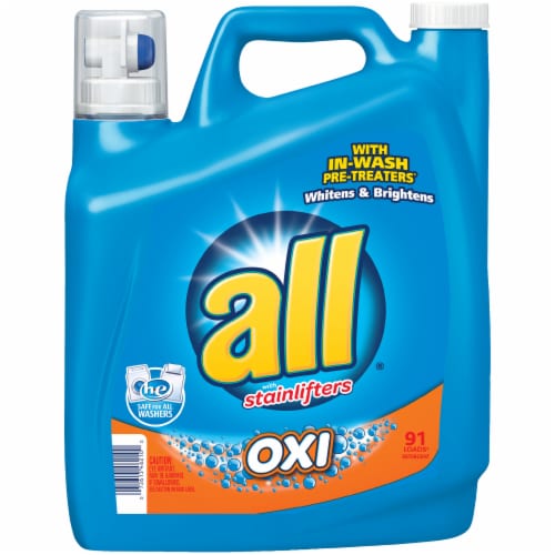 All With Stainlifters & Oxi Fresh & Clean Liquid Laundry Detergent Perspective: front