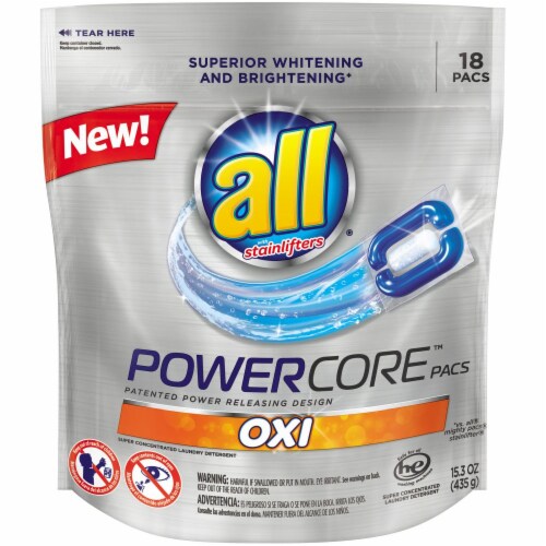 All Powercore Pacs With Oxi Original Scent Laundry Detergent Pods Perspective: front