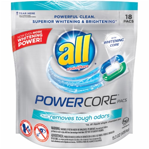 All Powercore Pacs With Stainlifters Original Scent Laundry Detergent Pods Perspective: front