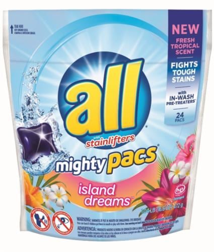 All Island Dreams Mighty Pacs Laundry Detergent Pods Perspective: front