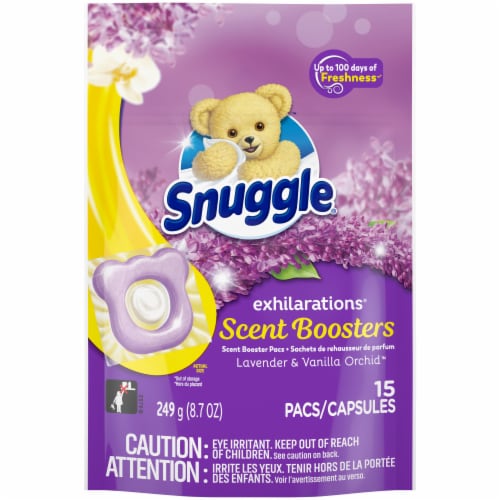 Snuggle Exhilarations Lavender & Vanilla Orchid Scent Booster Pacs Fabric Softener Perspective: front