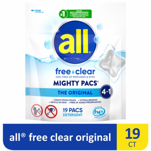 All with Stainlifters® Free Clear Laundry Detergent Mighty Pacs Perspective: front