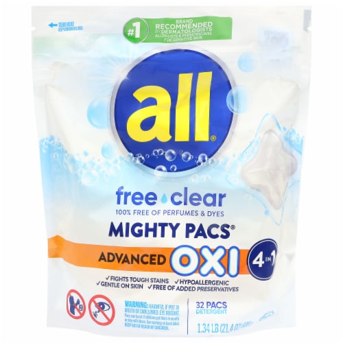 All® Free Clear Advanced Oxi Unscented Mighty Pacs® Laundry Detergent Perspective: front