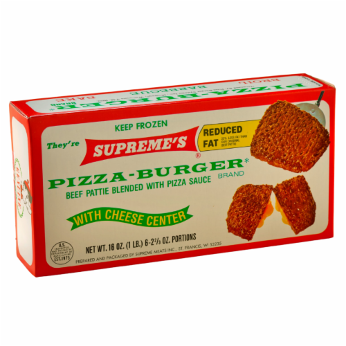 Supreme's® Cheese Center Pizza Burgers Perspective: front