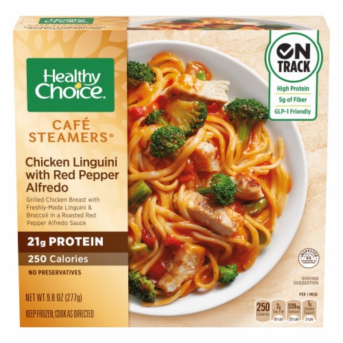 Healthy Choice Cafe Steamers Chicken Linguini with Red Pepper Alfredo Frozen Meal Perspective: front