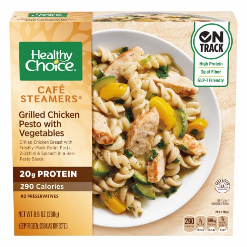 Healthy Choice Cafe Steamers Grilled Chicken Pesto With Vegetables Frozen Meal Perspective: front