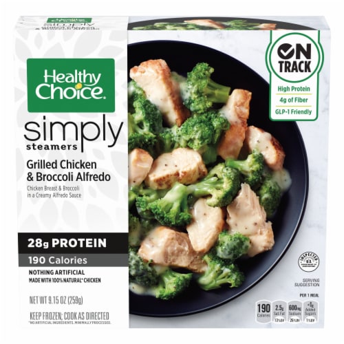 Healthy Choice Simply Steamers Grilled Chicken & Broccoli Alfredo Frozen Meal Perspective: front