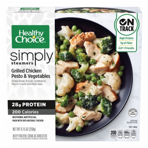 Healthy Choice Simply Steamers Grilled Chicken Pesto & Vegetables Meal Frozen Meal Perspective: front