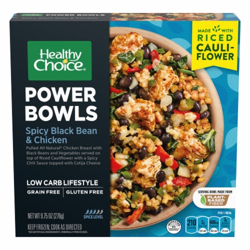 Healthy Choice Power Bowls Spicy Black Bean & Chicken Frozen Meal Perspective: front