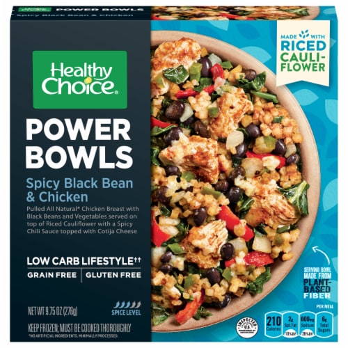 Healthy Choice Power Bowls Spicy Black Bean & Chicken Frozen Meal Perspective: front
