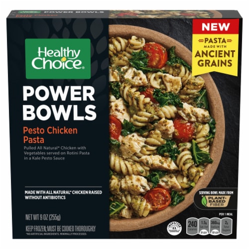 Healthy Choice Power Bowls Pesto Chicken Pasta Frozen Meal Perspective: front