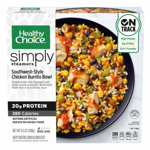 Healthy Choice Simply Steamers Southwest-Style Chicken Burrito Bowl Frozen Meal Perspective: front