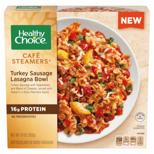 Healthy Choice Café Steamers Turkey Sausage Lasagna Bowl Frozen Meal Perspective: front