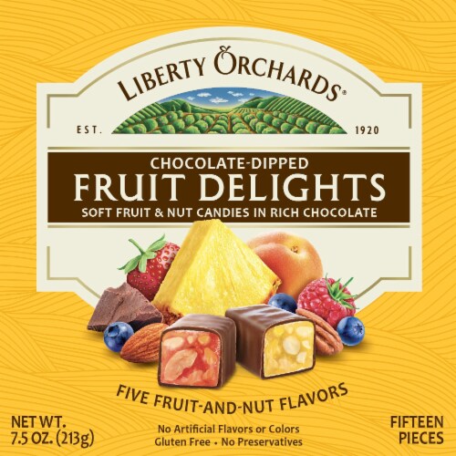 Liberty Orchards® Chocolate-Dipped Fruit Delights Holiday Candy Perspective: front