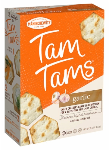 Manischewitz Tam Tams Garlic Snack Crackers Perspective: front