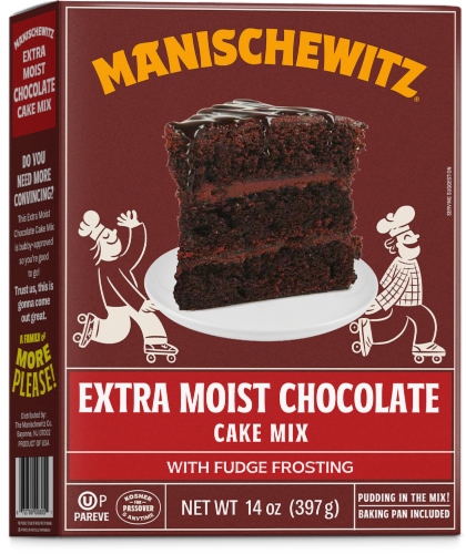 Manischewitz Extra Moist Chocolate Cake Mix with Frosting Perspective: front