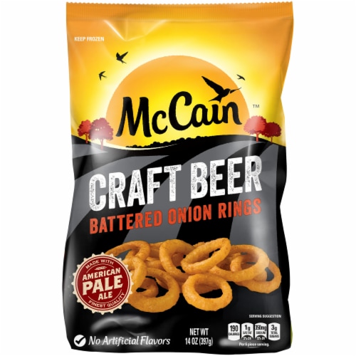 McCain Craft Beer Thin Cut Battered Onion Rings Perspective: front