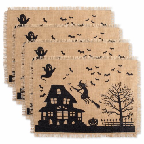 DII Haunted House Burlap Placemat (Set of 4) Perspective: front