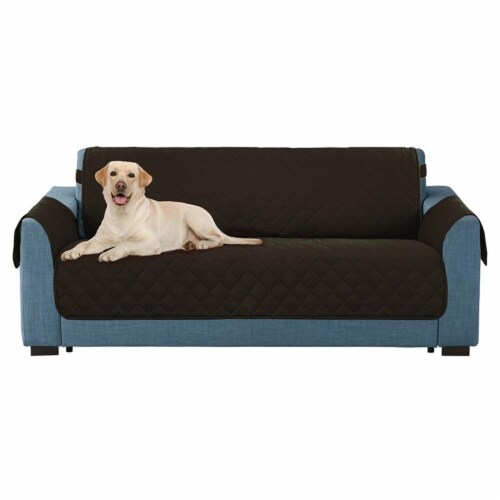 E-Living Store 11.4  Modern Fabric Reversible Sofa Cover in Chocolate Finish Perspective: front