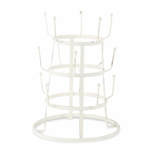 Design Imports Z01865 Antique White Vintage Mug Stand Perspective: front