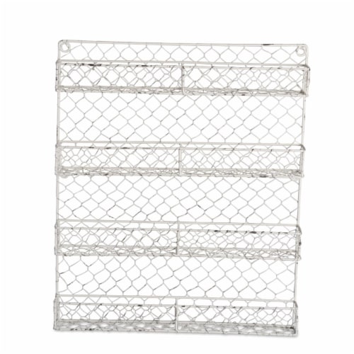 12-inch Black Chicken Wire Wall Mounted Spice Rack, Kitchen