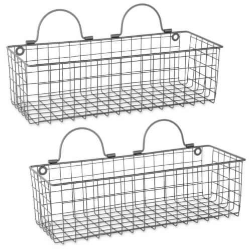 Design Imports Medium Grey Wire Wall Basket - Set of 2 Perspective: front