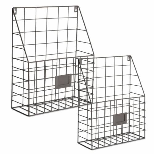 Design Imports Z02045 Farmhouse File Basket, Grey - Set of 2 Perspective: front