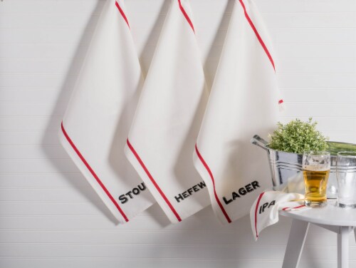 DII Assorted Beer Pub Print Dishtowel (Set of 4) Perspective: front
