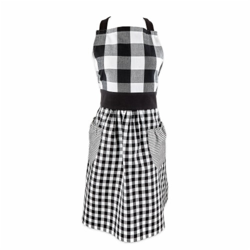 Design Imports Z02374 Black & White Gingham Apron Perspective: front