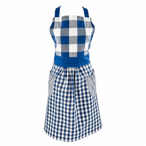 Design Imports Navy & Off White Gingham Apron Perspective: front