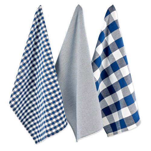 Design Imports Z02392 Assorted Navy & Off White Dishtowel - Set of 3 Perspective: front