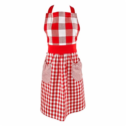 Design Imports Z02398 Red & White Gingham Apron Perspective: front