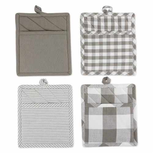 Design Imports Z02411 Assorted Grey & White Potholder - Set of 4