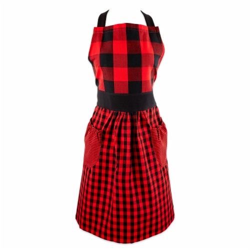 Design Imports Z02422 Red & Black Gingham Apron Perspective: front
