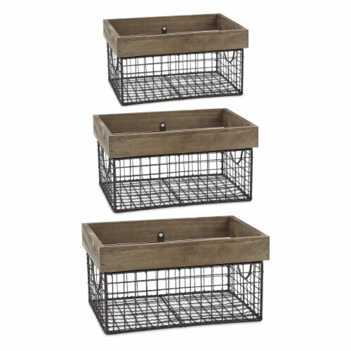 Design Imports Z02430 Asst Antique Silver Farmhouse Basket - Set of 3 Perspective: front