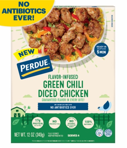 PERDUE® Flavor-Infused Green Chili Diced Chicken Chunks Perspective: front