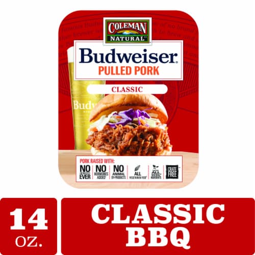 Coleman Natural® Foods Budweiser® Pulled Pork in Classic BBQ Sauce Perspective: front