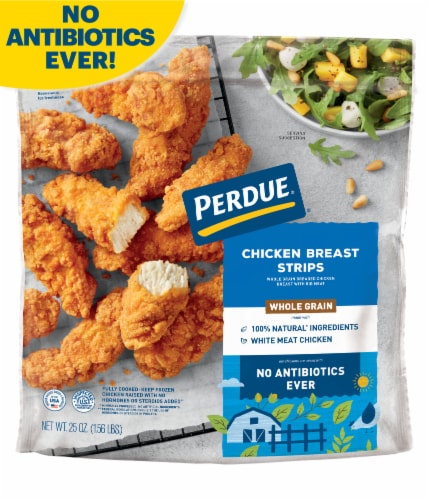 Perdue Frozen Fully Cooked Breaded Whole Grain Chicken Breast Strips Perspective: front