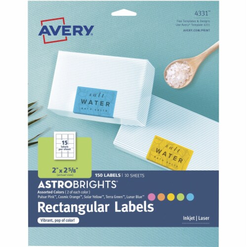 Avery® Astrobrights Rectangular Color Labels, 2 x 2.63 in - Kroger