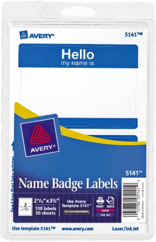  Avery Hello My Name Is Name Tags, White with Blue